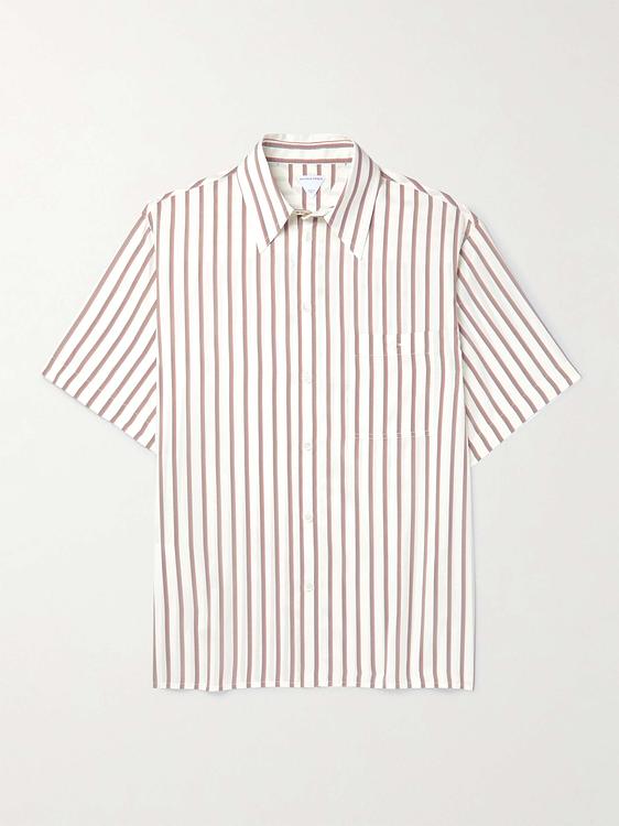 Striped white short sleeve shirt from Bottega Veneta