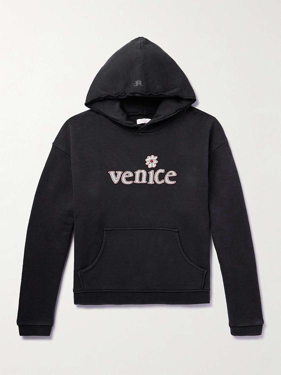 Print black hooded sweatshirt from RRL