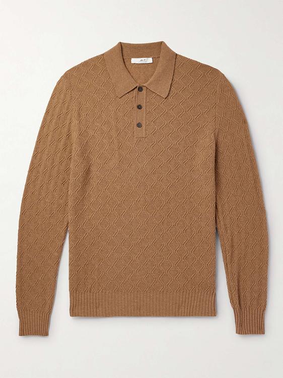 Brown long sleeve polo shirt from Mr P.