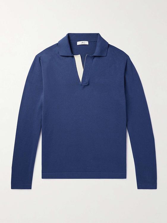 Dark blue long sleeve polo shirt from Mr P.