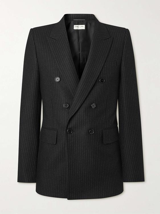 Striped black double-breasted blazer from Saint Laurent