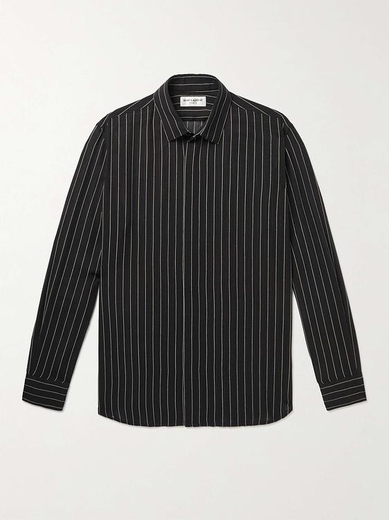 Striped black casual shirt from Saint Laurent