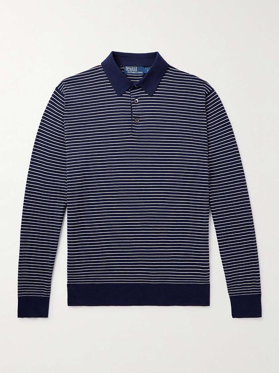 Striped dark blue long sleeve polo shirt from Polo Ralph Lauren