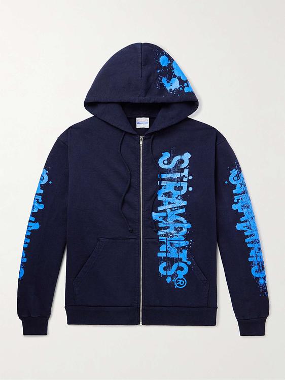 Print dark blue hooded sweatshirt from Stray Rats