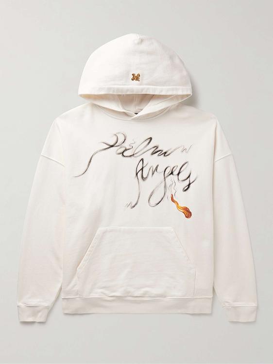Print white hooded sweatshirt from Palm Angels