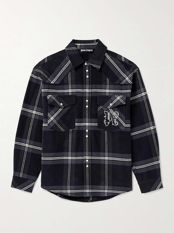 Checkered black overshirt from Palm Angels