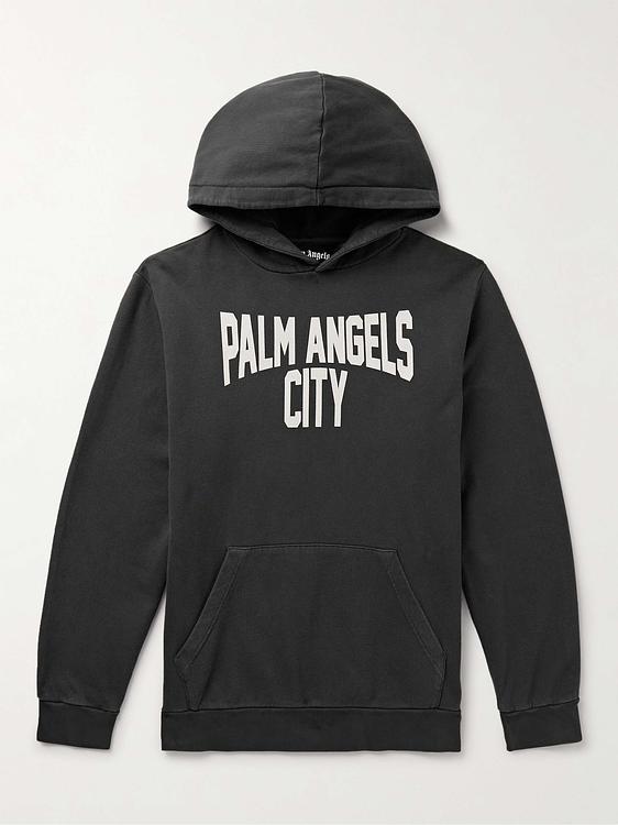 Print black hooded sweatshirt from Palm Angels
