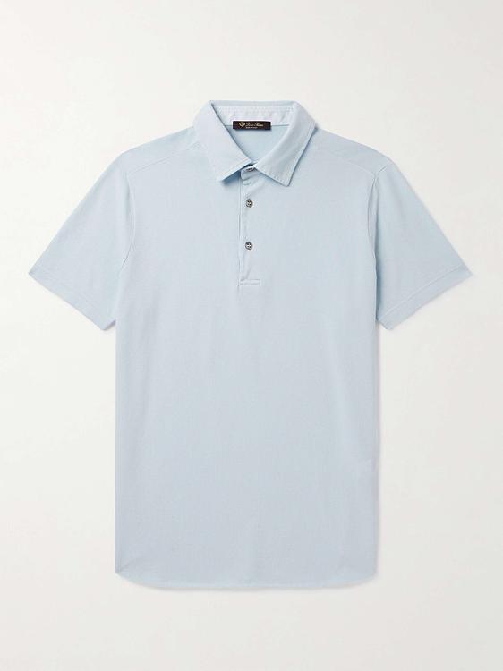 Light blue short sleeve polo shirt from Loro Piana