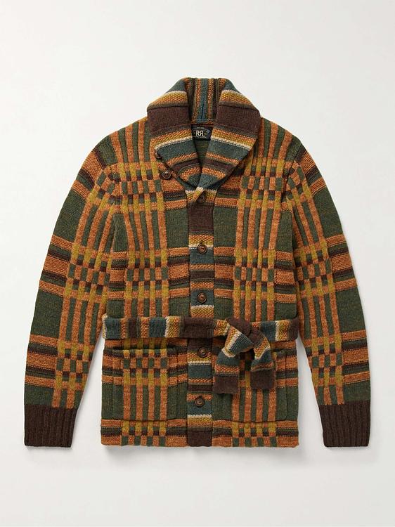 Checkered dark brown cardigan from RRL