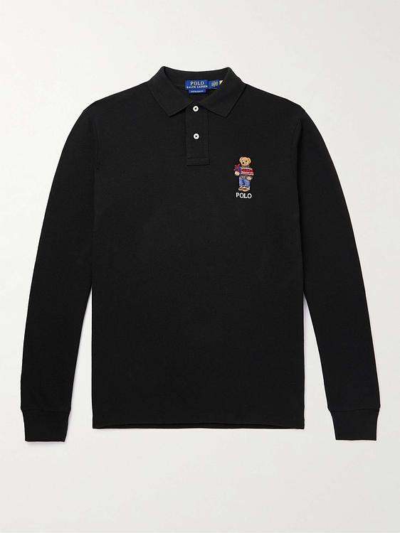 Print black long sleeve polo shirt from Polo Ralph Lauren