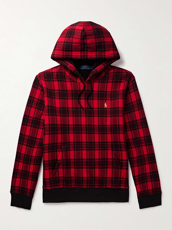 Checkered dark red hooded sweatshirt from Polo Ralph Lauren