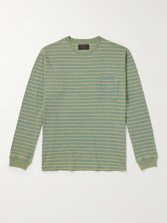 Striped green long sleeve t-shirt from Beams Plus