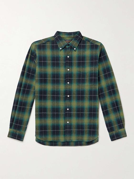 Checkered dark green casual shirt from Beams Plus