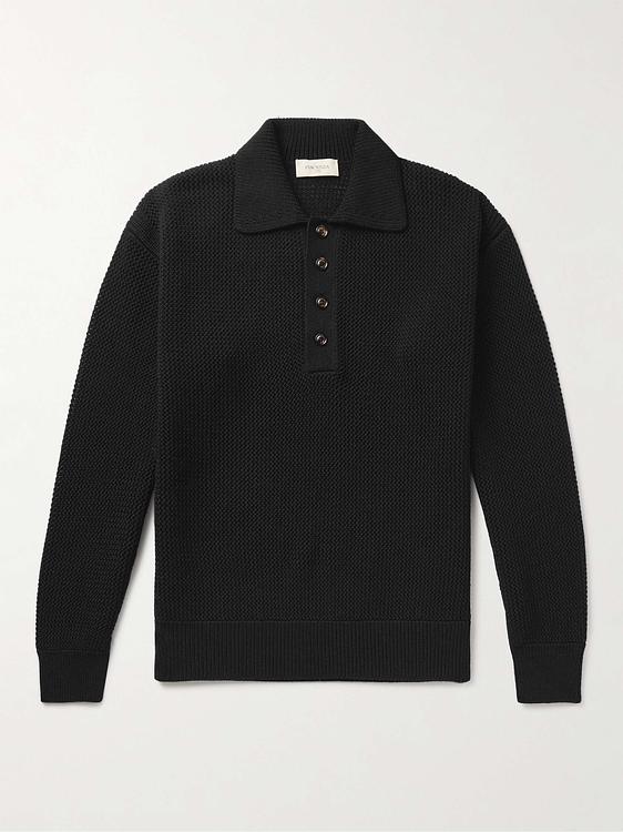 Black long sleeve polo shirt from Piacenza 1733