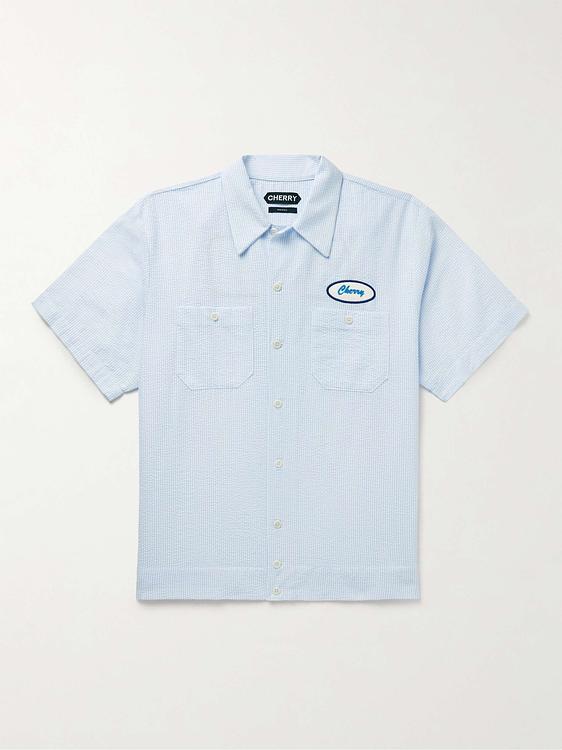 Light blue short sleeve shirt from Cherry Los Angeles