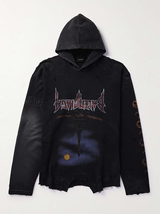 Print black hooded sweatshirt from Balenciaga