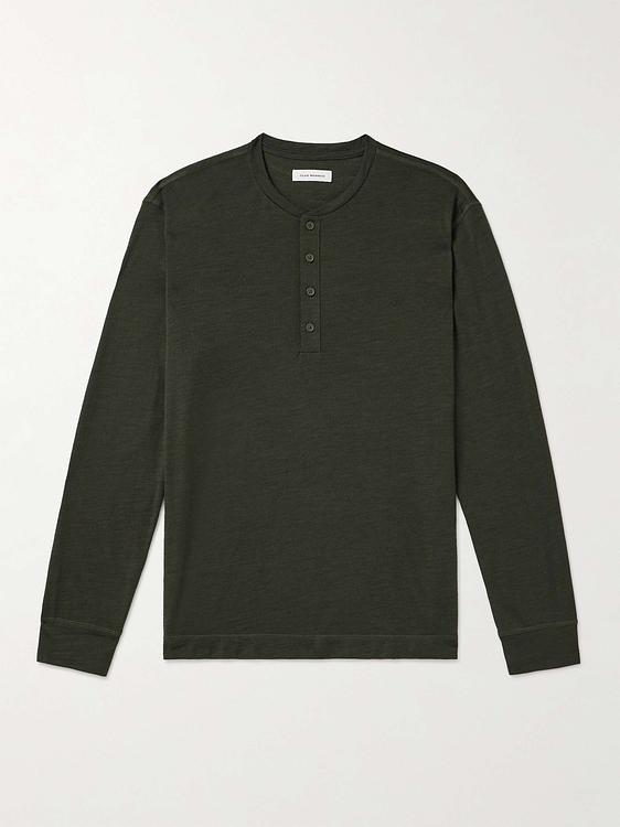 Dark green henley shirt from Club Monaco