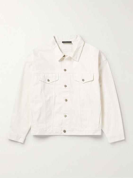 White denim jacket from Fear Of God Essentials