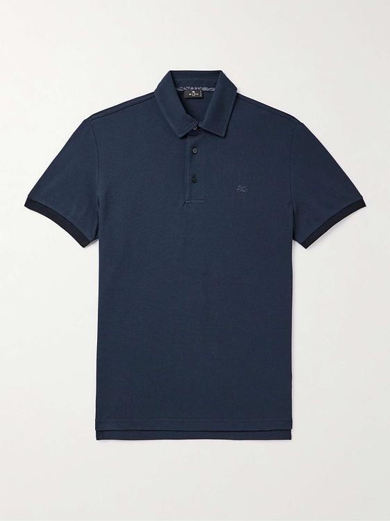 Dark blue short sleeve polo shirt from Etro