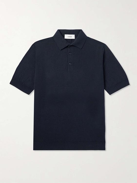 Black short sleeve polo shirt from Lardini