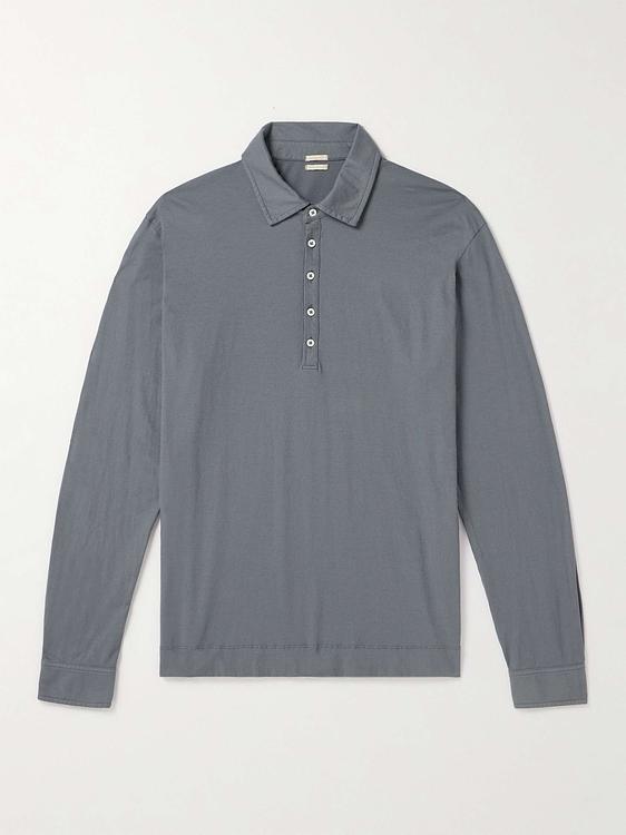Grey long sleeve polo shirt from Massimo Alba