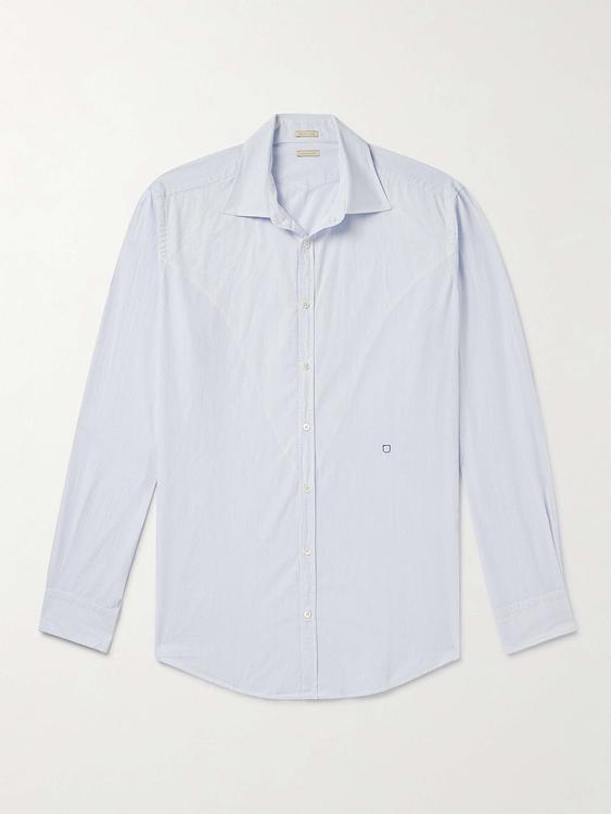 Striped light blue casual shirt from Massimo Alba