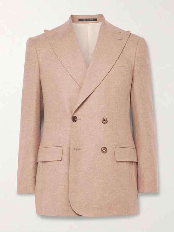 Taupe double-breasted blazer from Richard James