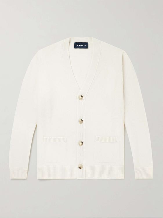 White cardigan from Thom Sweeney