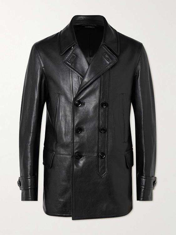 Black leather jacket from Tom Ford