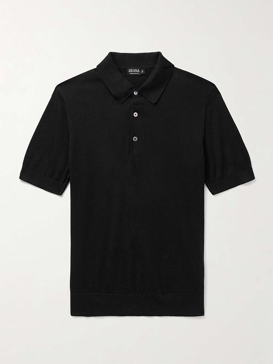 Black short sleeve polo shirt from Zegna