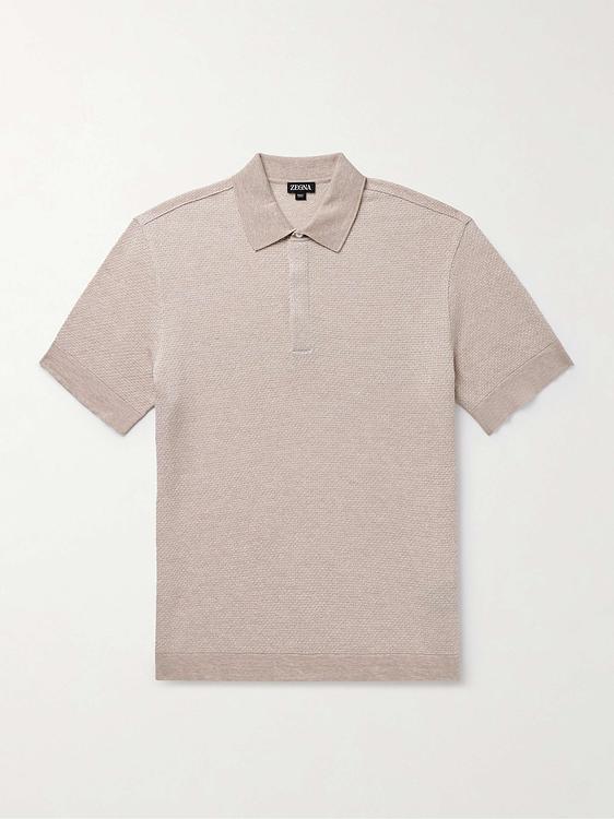 Beige short sleeve polo shirt from Zegna