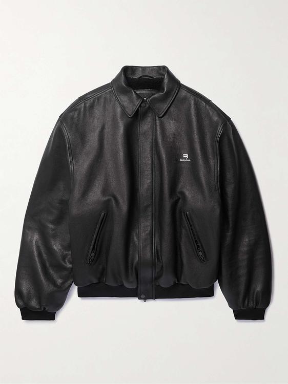 Black leather jacket from Balenciaga