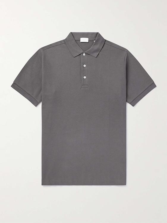 Grey short sleeve polo shirt from Handvaerk