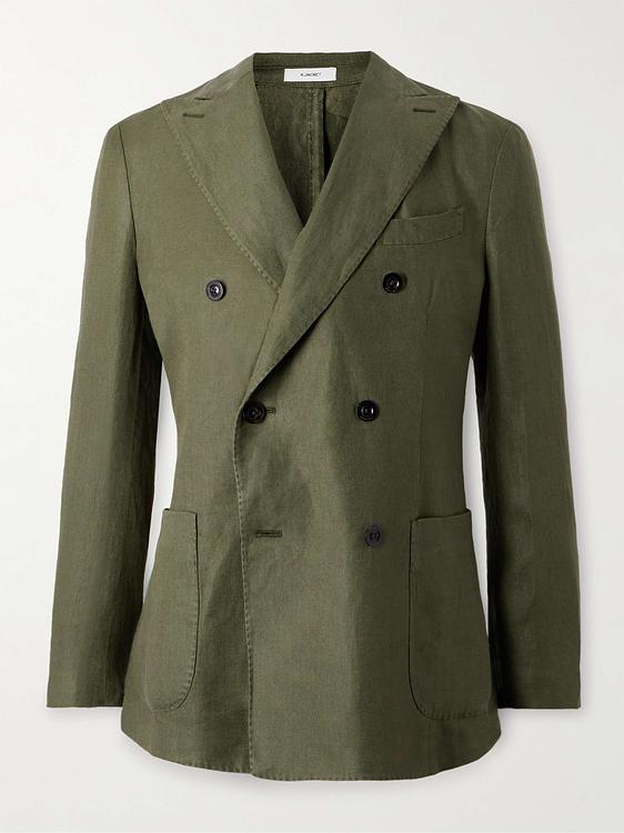 Dark green double-breasted suit jacket from Boglioli