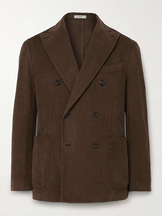 Dark brown double-breasted suit jacket from Boglioli