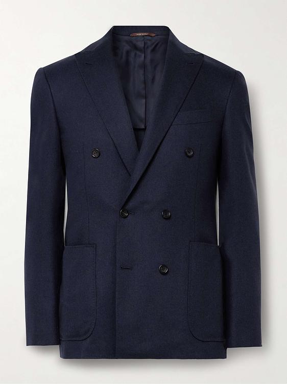 Black double-breasted suit jacket from Canali