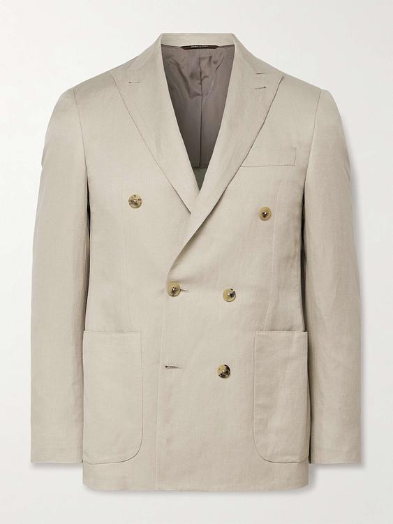 Beige double-breasted suit jacket from Canali