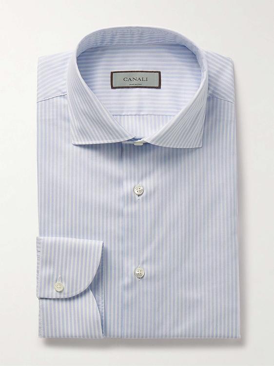 Striped light blue business shirt from Canali