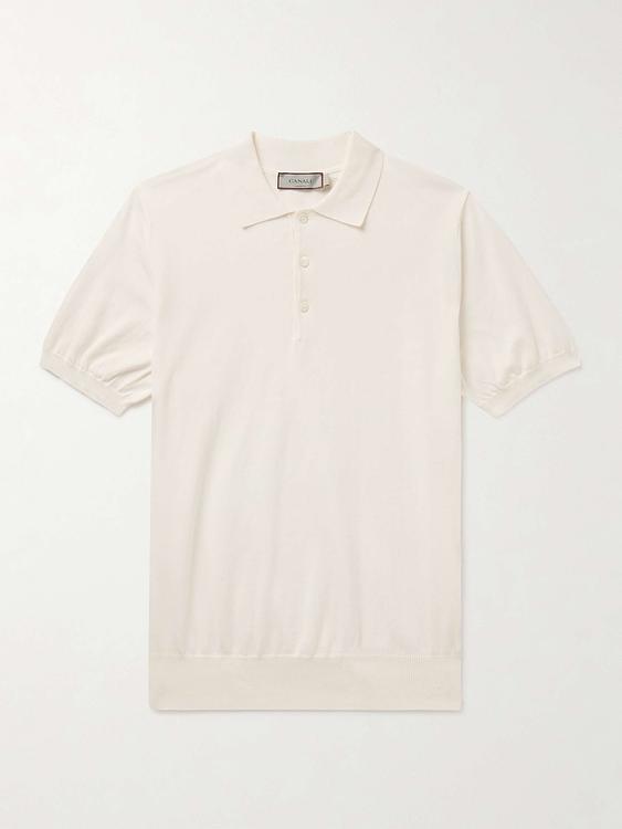 White short sleeve polo shirt from Canali