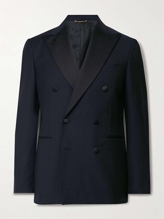 Black double-breasted tuxedo jacket from Canali
