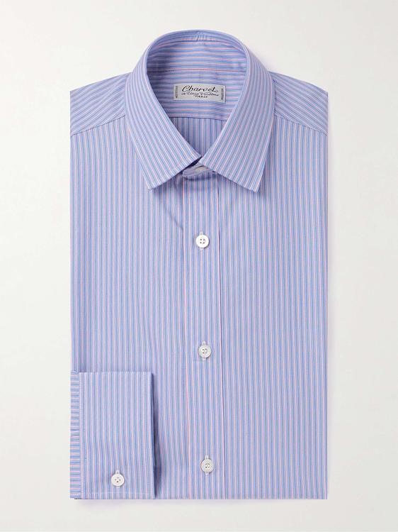 Striped light blue business shirt from Charvet