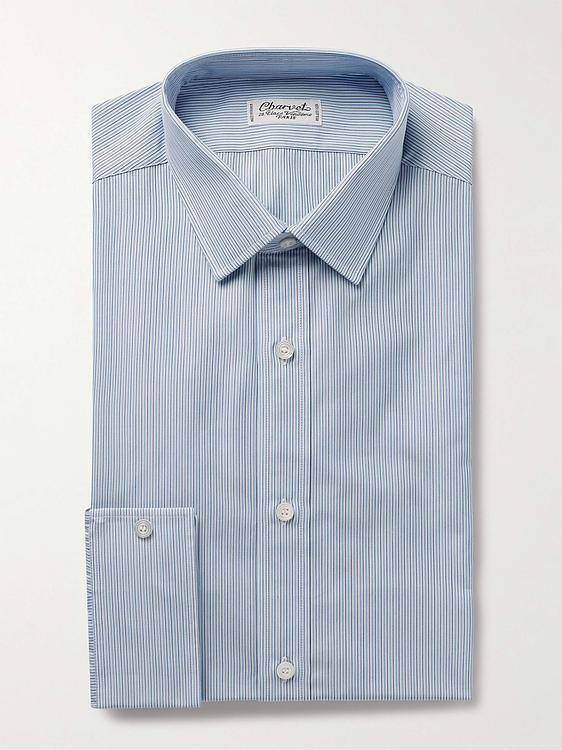 Striped light blue business shirt from Charvet