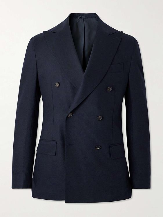 Black double-breasted suit jacket from De Petrillo