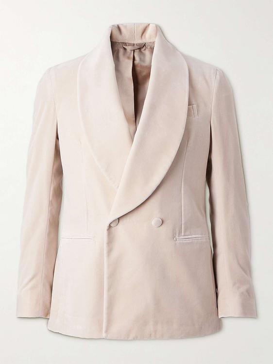 Beige double-breasted tuxedo jacket from De Petrillo