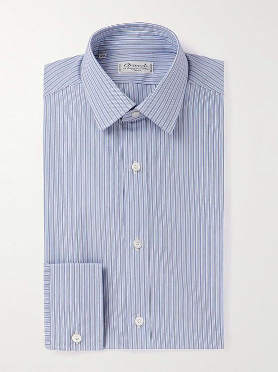 Striped light blue business shirt from Charvet