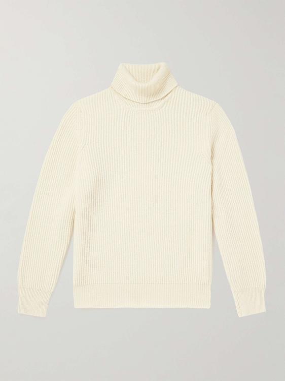 White turtleneck from De Petrillo