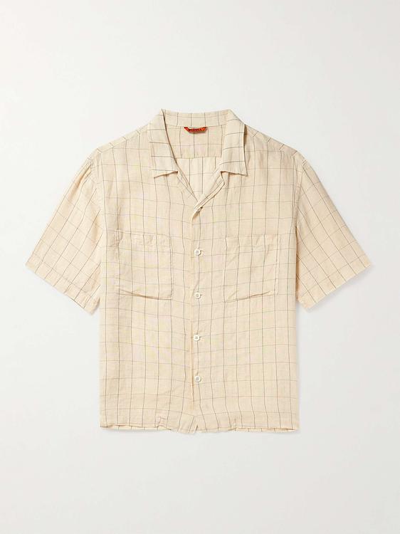 Checkered beige short sleeve shirt from Barena