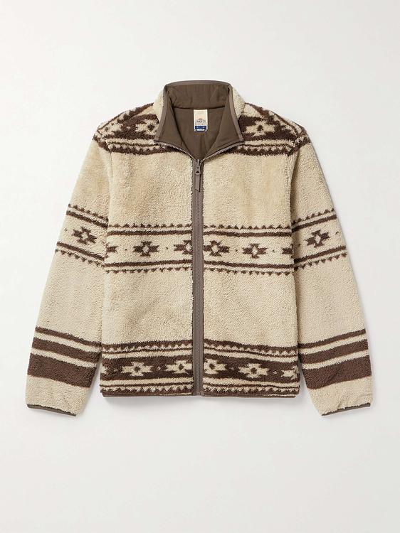 Beige fleece jacket from Faherty