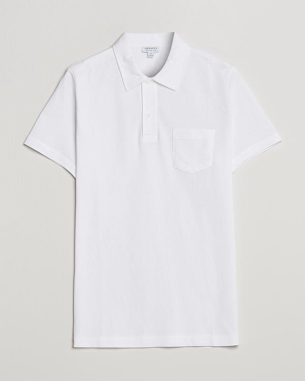 White short sleeve polo shirt from Sunspel