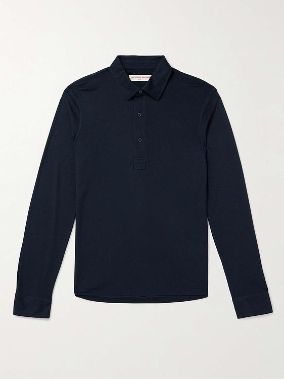 Black long sleeve polo shirt from Orlebar Brown